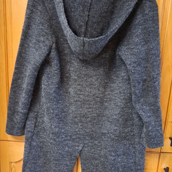 Womens Hoodie Sweater Coat Cardigan Gray Mohair Look - Picture 2 of 7